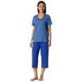 thumbnail image 3 of SCHIESSER conjunto pijama mujer - ropa de dormir, manga corta 3/4, pijama, estampado, algodón Azul L (Large), 3 of 5