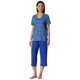thumbnail image 3 of SCHIESSER conjunto pijama mujer - ropa de dormir, manga corta 3/4, pijama, estampado, algodón Azul XXL (XX-Large), 3 of 5