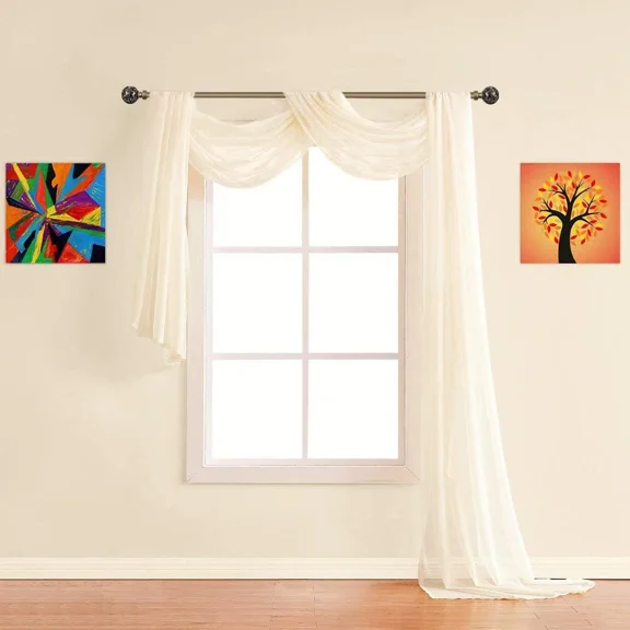 Plume D' Home Sheer Scarf Valance (216" Width × 37" Length) (Beige)