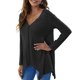 thumbnail image 1 of Camiseta suelta para mujer, manga larga, cuello en V, dobladillo irregular, camisas, jerseys Abanopi Gris/Extragrande, 1 of 7