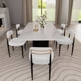 thumbnail image 2 of Morden Fort 71" Dining Table Set for 4, White Marble Top Dining Table with 6 Armless White Boucle Chairs for Kitchen, Dining Room, Restaurant, Conference Room, 2 of 9