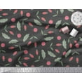 thumbnail image 2 of Soimoi Gray Georgette Viscose Fabric Red Berries Fruits Printed Craft Fabric by the Yard 42 Inch Wide, 2 of 3