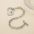 thumbnail image 4 of HZMAN Stainless Steel Zircon Love Heart Bracelet for Women Romantic Gift Toggle Clasp Link Bracelets (Silver), 4 of 7