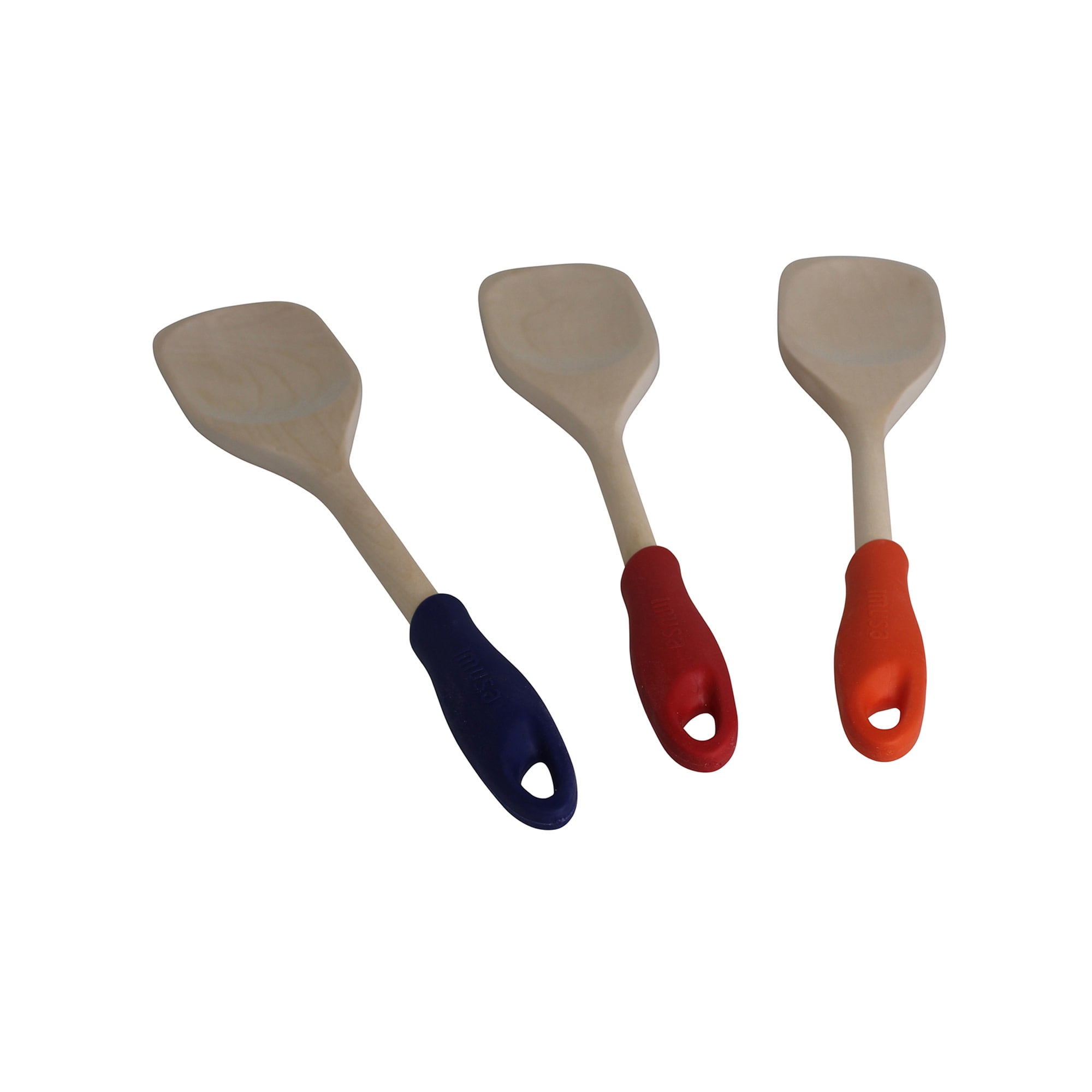 (2 pack) IMUSA  12in Wood Spoon with Silicone Grip, Small