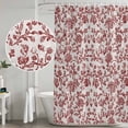 thumbnail image 4 of Farmhouse Red Shower Curtain Set - 48" x 72" Washable Bathtub Curtain with 12 Hooks, Vintage Flower Leaf Botanical Plant Waterproof Fabric Stall Shower Curtains for Bathroom/Bathtub Décor, 4 of 6