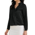 thumbnail image 4 of BLUSA DE TRABAJO SATINADA PARA MUJER INSPIRE CHIC CON CUELLO EN V Y MANGA LARGA, CAMISA OFICIAL NEGRA, 4 of 6