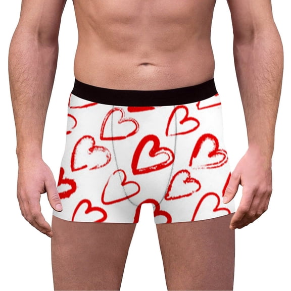 Wxolcjlv Valentine's Day Mens Boxer Briefs Funny Heart Printed Underwear Boxers For Men Valentines Day Novelty Gifts For Him