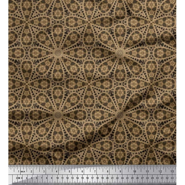 Soimoi Poly Georgette Fabric Stripe & Floral Block Decor Fabric Printed Yard 52 Inch Wide