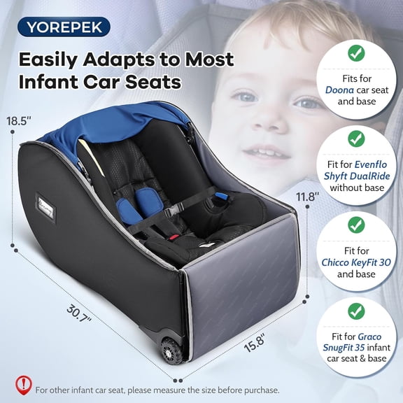 Infant Car Seat Travel Bag Backpack with Wheels for Doona Nuna UPPAbaby Airplane Gate Check