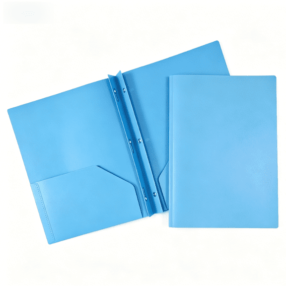 Plastic Folders with Pockets and Prongs, Plastic Folders with Brads, 2 Pocket Folders with Prongs, Folders with Prongs for School&Office Home Business (1 Pack, Assorted Colors)(Blue)