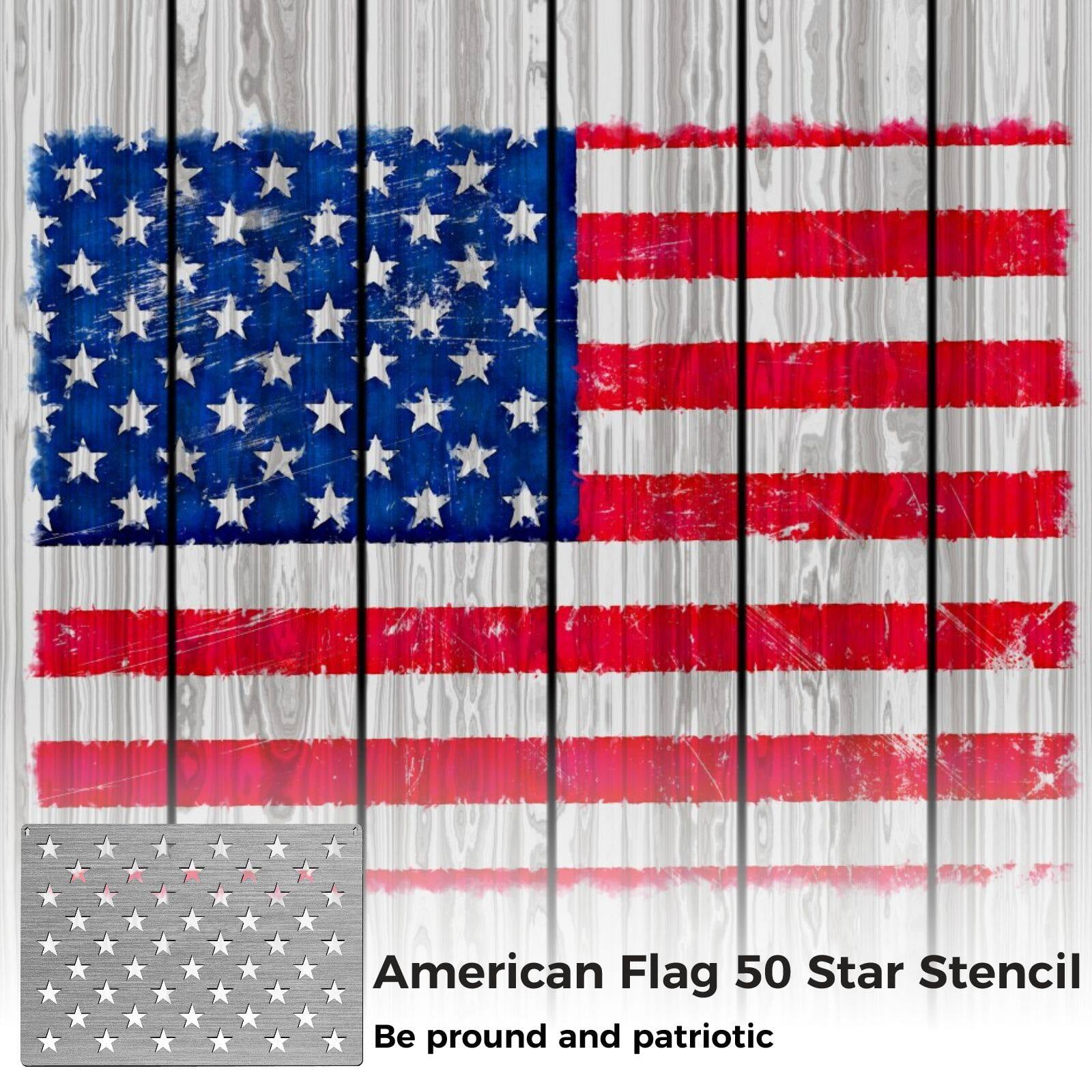 10x15in American Flag 50 Star Stencil Template, Stainless Steel