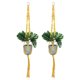 thumbnail image 1 of Soportes de plantas de macramé Uxcell para interiores, estante para plantas colgante con base de madera resistente para colgar en la pared, techo o ventana, paquete de 2 en amarillo, 1 of 7