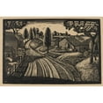 thumbnail image 2 of James Lesesne Wells 14x11 Black Ornate Wood Framed Double Matted Museum Art Print Titled: Farmlands (1935-1943), 2 of 5