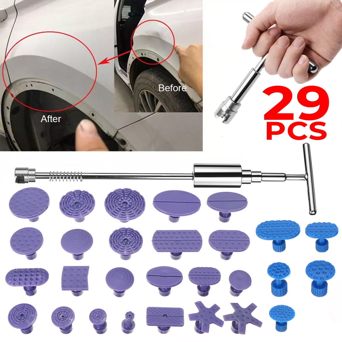 Paintless Dent Repair PDR Tool Slide Hammer Puller T Bar Car Body Dents Removal 