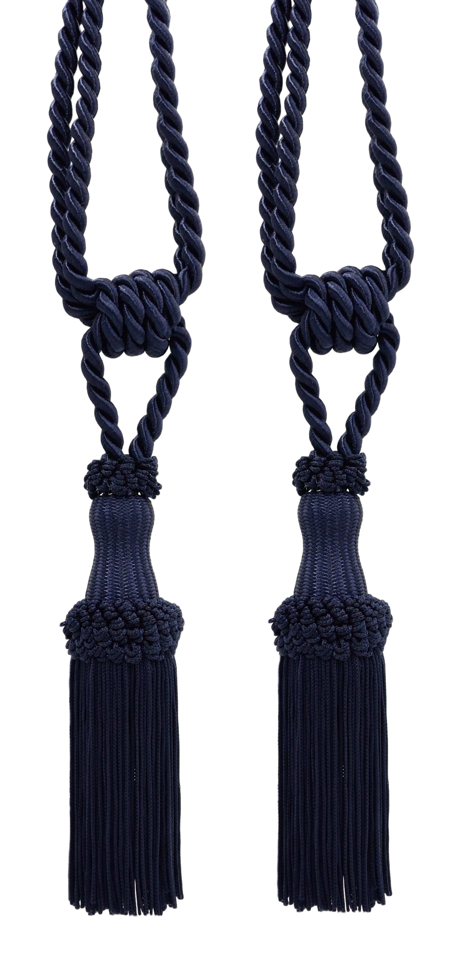 Pair Of Premium Navy Blue Decorative Tiebacks, 5" Tassel Length, 30" Spread (embrace
