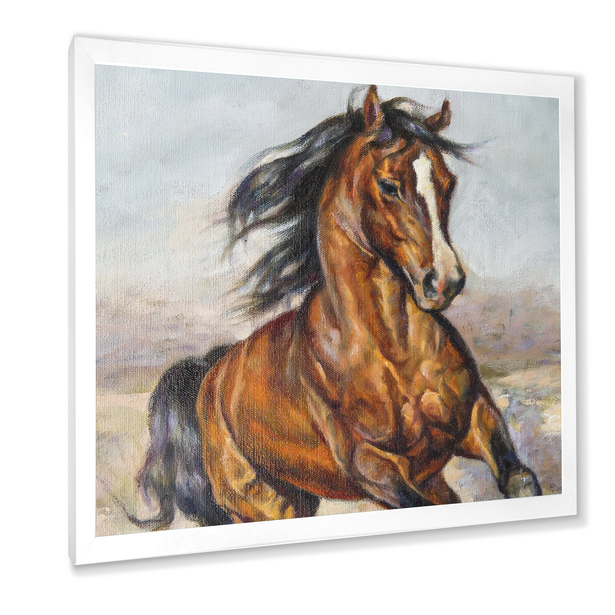Designart 'Close Up Portrait Of A Horse In The Race' Farmhouse Framed Art Print