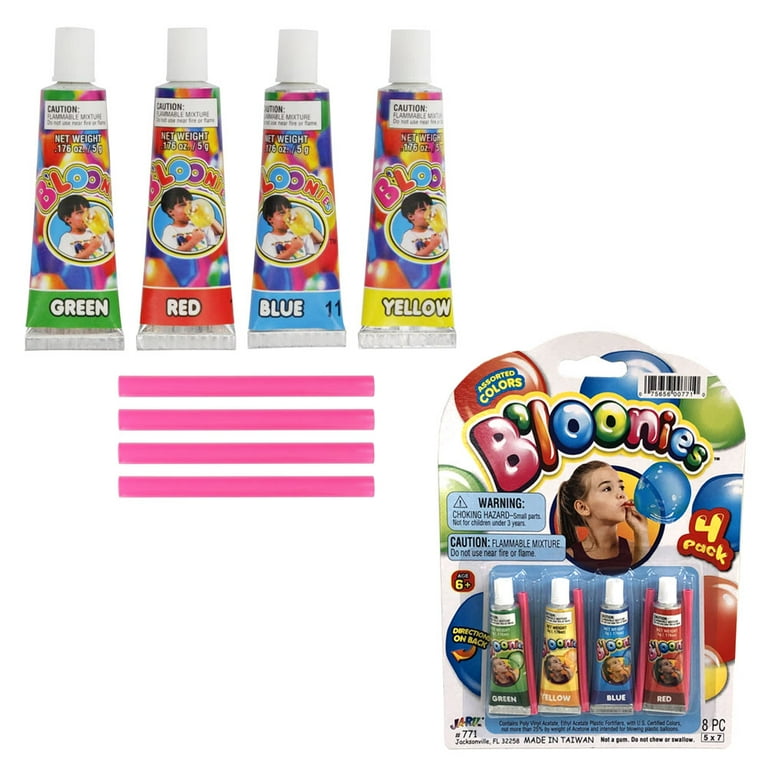 4 Tubes Bloonies Assorted Colors Blow Plastic Balloons B loonies
