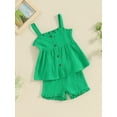 thumbnail image 3 of Baby Girls Shorts Set, Spaghetti Straps Button-down Camisole with Elastic Waist Shorts Summer Outfit, 3 of 9