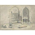 thumbnail image 2 of Theodoor Wilkens 18x14 Gold Ornate Wood Frame and Double Matted Museum Art Print Titled - Fountain Against a City Wall, in Which a Staircase is Built (1700 - 1748), 2 of 4