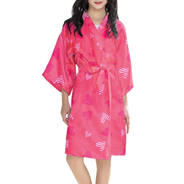 Hiiyo Peignoir Kimono pour Filles Tout-Petits Imprimé Fleur Papillon Manches Longues Robe de Nuit