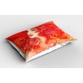 thumbnail image 2 of Ambesonne Fashion Pillow Sham, Lady Hair Floral Ornament, 26" X 20", Orange Cream Red, 2 of 2