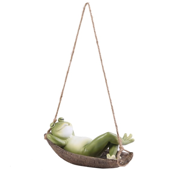 Funny Hanging Hammock Swing Frog Statue Fairy Tree Sleeping Sculpture Hanger Yard Garden Decoration, Animal Figurines Crafts Ornaments Indoor Outdoor Decor Art Housewarming Gift