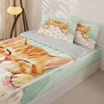 thumbnail image 2 of Manfei Watercolor Sleeping Kitten Zipper Twin Comforter Sets with Fitted Sheet and 2 Pillowcases, Cute Cat Art Zipper Bedding Set, Cream Pink Green, Gray Reversible, 4 Pieces, 2 of 7