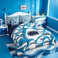 thumbnail image 2 of meiyoeat Cute Shark 7 Pieces Full Size Bedding Sets,Kawaii Ocean Animal Full Size Bed in a Bag For Boys Kids,Navy Blue Reversible, 2 of 7