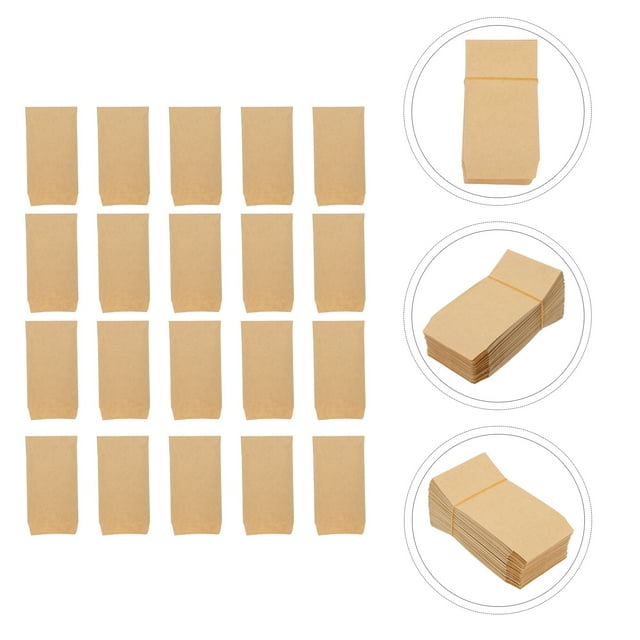 unbranded 100Pcs Premium Kraft Paper Pouches Khaki Envelope Bags for Wheat Corn Storage