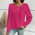 thumbnail image 5 of Drses Women's Hollow Out Lace Tunic Shirt Round Neck Long Sleeve Tops Solid Color Blouse, 5 of 5