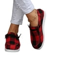 thumbnail image 4 of Womens Printed Canvas Casual Loafers, Decorative Lace Up Lightweight Flats, Comfortable Daily Walking Footwear Red 39, 4 of 6