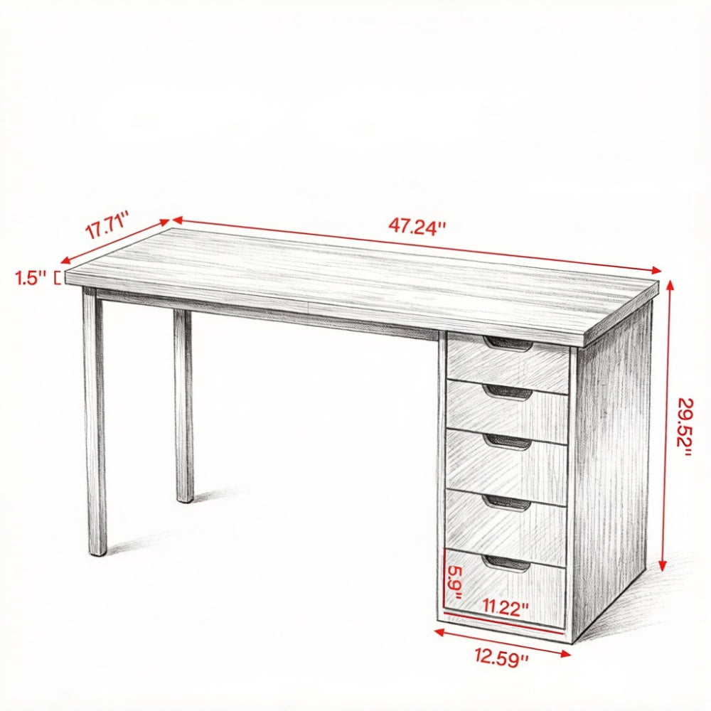 Modern Office Desk, Sturdy Metal Frame Computer Desk, Simple Writing Workstation, Spacious Desktop Multipurpose Study Laptop Table for Home Office, Bedroom, Study Room