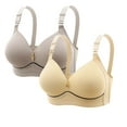 thumbnail image 2 of Feancey Everyday Bra for Women 2 Pack Plus Size Wireless Bras Seamless Full Coverage Push Up Brassiere Solid Color Casual Sports Bras Beige 4XL, 2 of 7