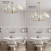 KCO Lighting White Pleated Fabric Pendant Light Mid Century Modern Brushed Gold Sputnik Chandelier