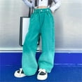 thumbnail image 2 of Odeerbi 5-16 Years Kids Girls Wide Leg Jeans Gradient Denim Pants Spring Casual Cowboy Pants with Pocket, 2 of 5