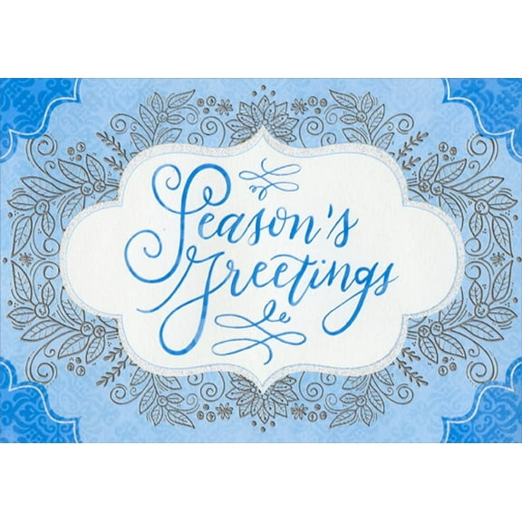 Designer Greetings Blue and White Season's Greetings Snowflake Christmas Card (1 card/1 envelope)