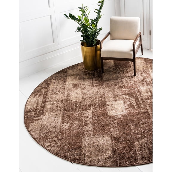 Unique Loom Autumn Collection Area Rug - Plymouth (3' 3" Round Brown/Beige)