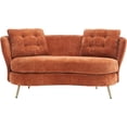 thumbnail image 7 of Holaki 64" Upholstered Fiber Loveseat Sofa with with Cushions and Golden Metal Legs, Home Upholstered Double Couch Livingroom Loveseat, Orange, 7 of 7