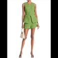 thumbnail image 4 of Conjunto de Traje Informal de Dos Piezas para Mujer, Sin Mangas, con Botones, Chaleco y Pantalones Cortos, Traje de Oficina. Verde XL, 4 of 10
