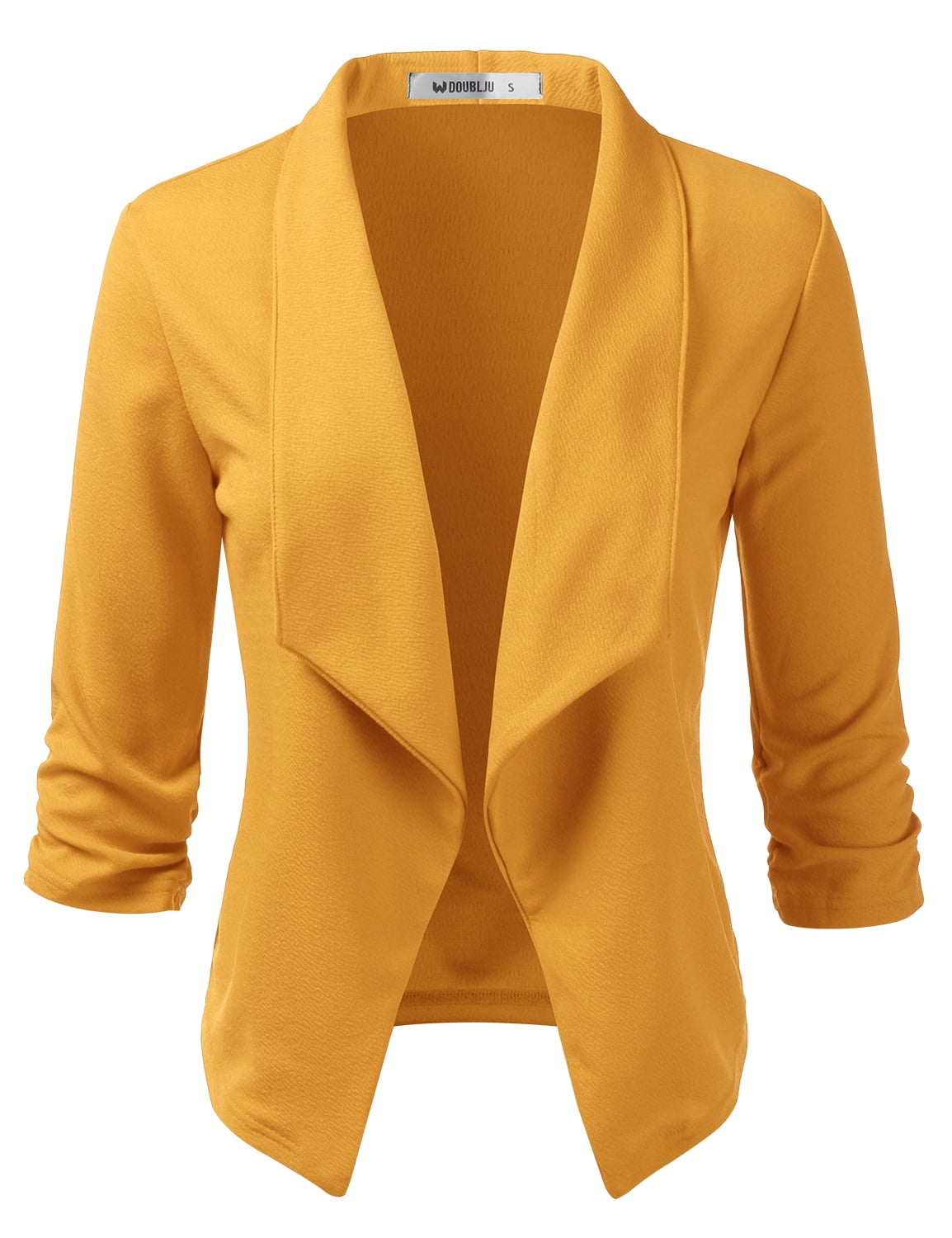 Women's Front 3/4 Sleeve Plus Size Office Cardigan Blazer MUSTARD 1X Plus - Walmart.com