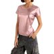 thumbnail image 1 of Tops de Cuello Redondo para las Mujeres de Moda Primavera Verano Manga Corta Base Blusa, Poliéster Suave Fresco Uso Diario, 1 of 6