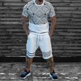 thumbnail image 3 of Vedolay Two Piece Short Outfits Men's Shorts Tracksuits Stripe Crewneck 2 Piece Outfits Summer Casual Shorts Sets,Light Gray 3XL, 3 of 4