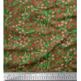 thumbnail image 1 of Soimoi Green Cotton Poplin Fabric Red Berries Fruits Decor Fabric Printed Yard 42 Inch Wide, 1 of 3