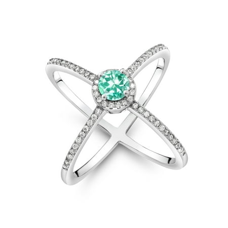 Apatite Designer Ring - 1.31 Ct Round Blue Apatite 925 Sterling Silver Ring