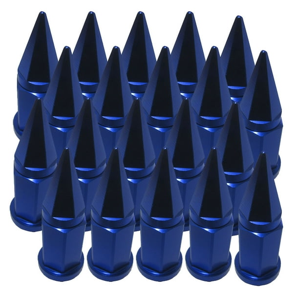 Set of 20 M14x1.5 Blue Acorn Openend Universal Extended Aluminum Spike