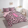 thumbnail image 3 of Manfei Girls Pink Leopard Print Twin Bedding Sets 7pcs, Glitter Personalized Letter I Bedding Comforter Set, Cheetah Print Monogrammed Sheet Sets, Super Cozy Room Decor, 3 of 8