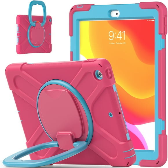 iPad Mini 5 Case for Kids, iPad Mini 5th Generation Case /iPad Mini 4 Case, Heavy Duty Rugged Shockproof Case with Stand /Hand Grip Holder for iPad Mini 5th/4th 7.9 Inch - Rose/Blue