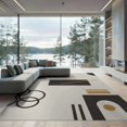 thumbnail image 2 of ODIKA 6'x9' Ivory Brown Contemporary Geometric Washable Area Rug Modern Minimalist Architectural With Overlapping Circles for Family Room, Living Mater Bedroom, Non-Slip, Easy Care, 2 of 7