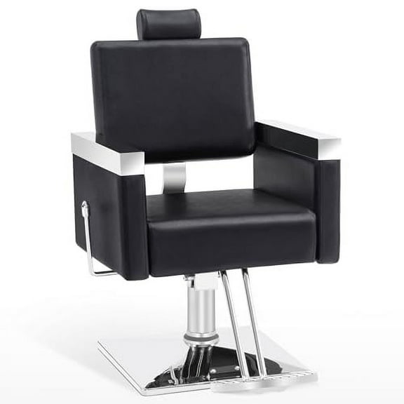 BarberPub Classic Recline Hydraulic Barber Salon Spa Chair Hair Styling Beauty Cushion Black 3018