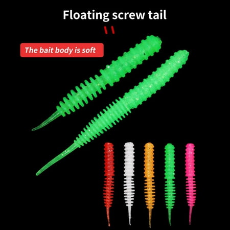 50Pcs/Box 6cm/1g Realistic Worm Lures Lightweight TPR Rubber Needle Tail Fishing Bait for Fishing